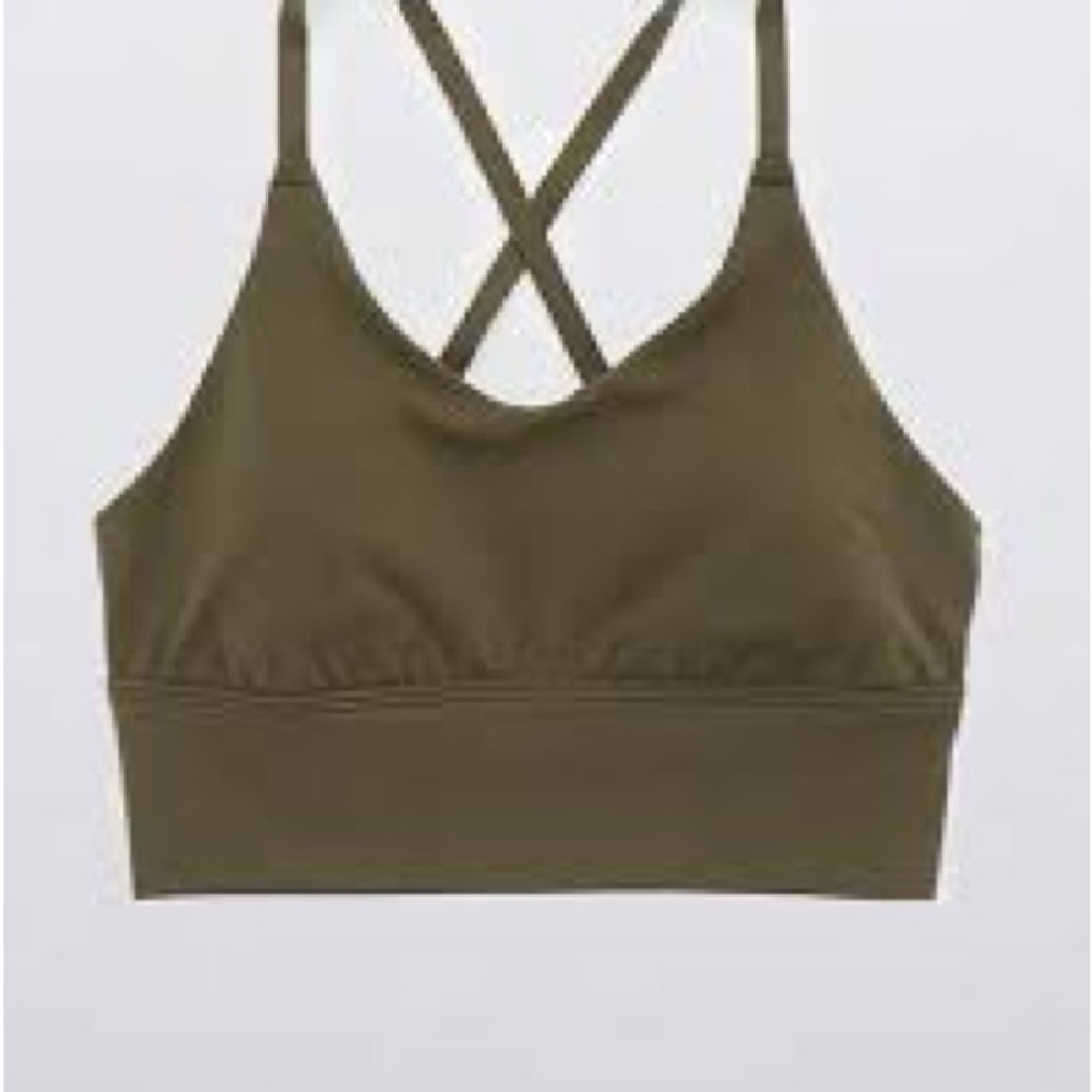 Aerie offline real me strappy sports bra olive green XS EUC